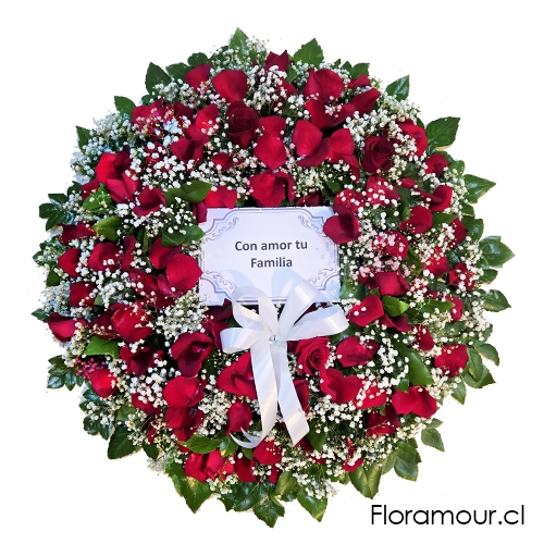 Corona de p&eacute;talos rojos